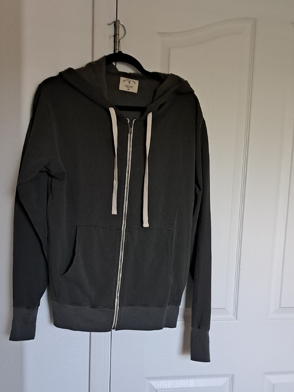 Electric & Rose Dark Gray Zip Hoodie with Cream Drawstrings